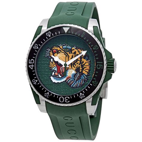 mens gucci tiger head ya136316|Gucci Dive Green (Tiger Head) Dial Men's Watch YA136316.